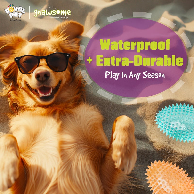 Gnawsomeâ„¢ 4.5â€ Spiky Squeaker Football Dog Toy - Large, Cleans Teeth and Promotes Good Dental and Gum Health for Your Pet, Colors Will Vary,All Breed Sizes - Image 4